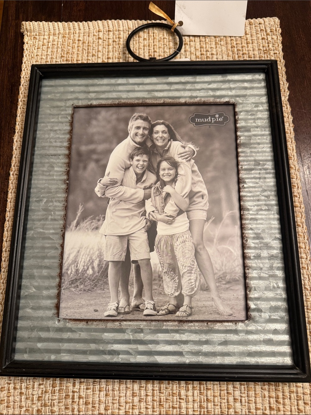 Mud Pie Black Frame with Silver Corrugated Metal Mat